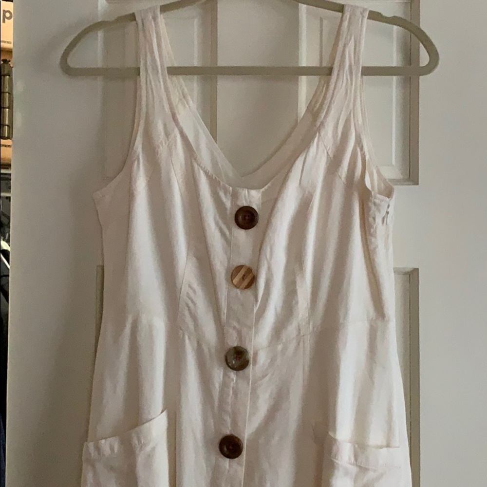 Anthropologie button down cream sundress